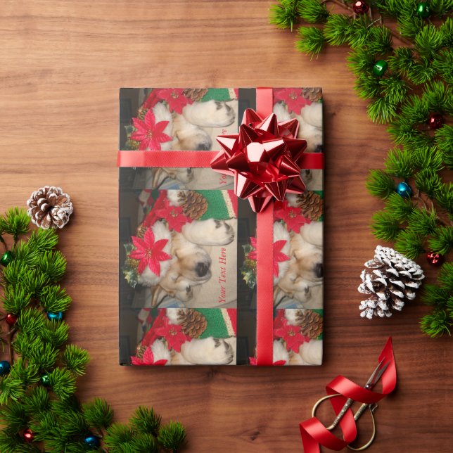 Cute akita dog santa hat cone decoration christmas wrapping paper (Holiday Gift)