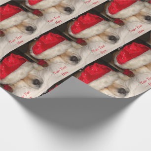 Cute akita dog santa hat cones asleep christmas wrapping paper