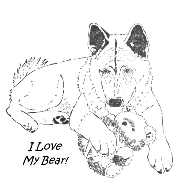 Cute akita drawing and teddy bear dog portrait art travel mug (Creator Uploaded)