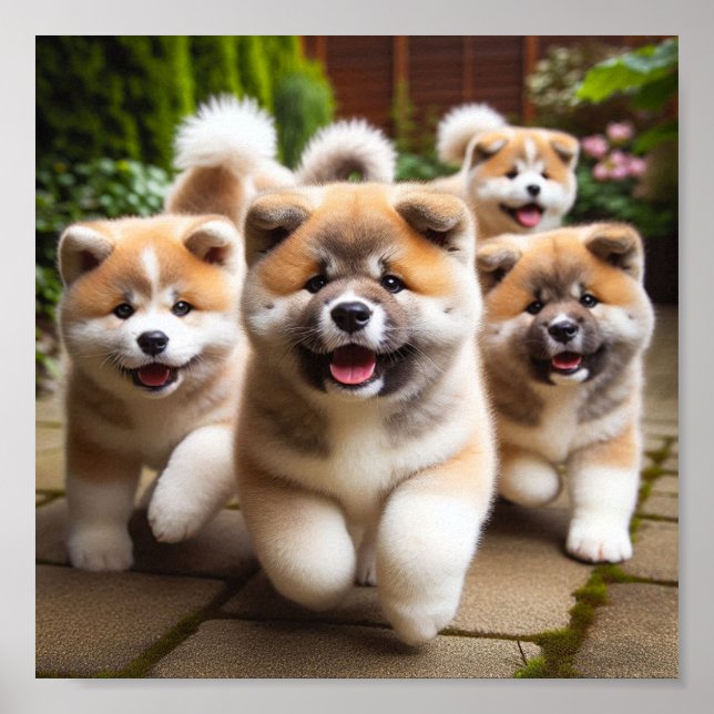 cute Akita puppies Poster (Front)