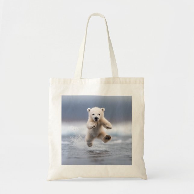 Cute Alaska Polar Bear Cub  Tote Bag (Front)