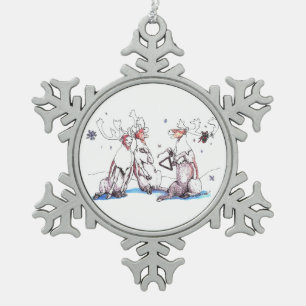 Cute Alaska Wildlife Christmas Snowflake Ornament