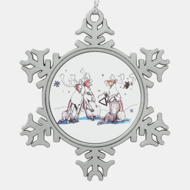 Cute Alaska Wildlife Christmas Snowflake Ornament (Front)