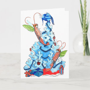 Cute Alaskan Fairy Shrimp and Tree Christmas Card
