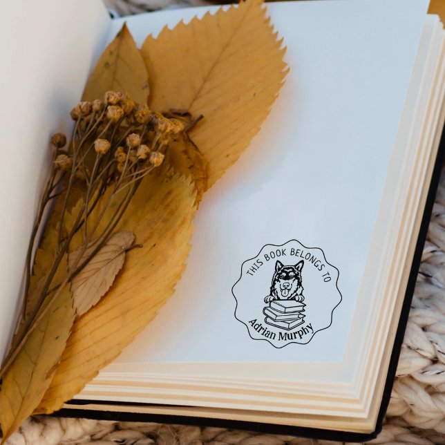  Cute Alaskan Malamute Dog Book Rubber Stamp (Creator Uploaded)