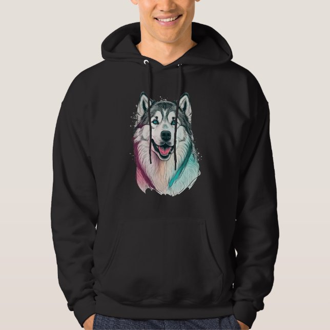 Cute Alaskan Malamute Dog on Alaskan Malamute   1 Hoodie (Front)