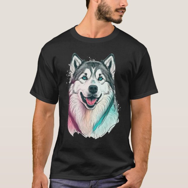 Cute Alaskan Malamute Dog on Alaskan Malamute   1 T-Shirt (Front)