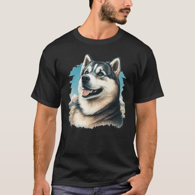 Cute Alaskan Malamute Dog on Alaskan Malamute  2 T-Shirt (Front)