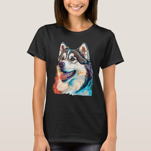 Cute Alaskan Malamute Dog on Alaskan Malamute  3 T-Shirt (Front)