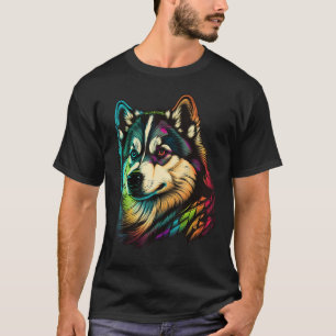 Cute Alaskan Malamute Dog on Alaskan Malamute Love T-Shirt