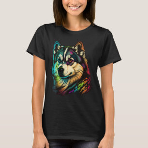 Cute Alaskan Malamute Dog on Alaskan Malamute Love T-Shirt