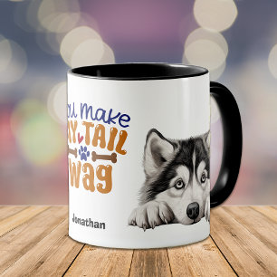 Cute Alaskan Malamute Dog You Make My Tail Wag Mug
