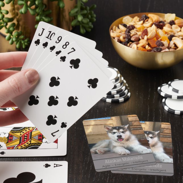 Cute Alaskan Malamute Puppy Dog Template Photo Playing Cards (In Situ)