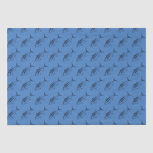 Cute Albacore Tuna in Marine Blue on Aegean Blue Tissue Paper