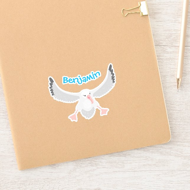 Cute albatross bird flying cartoon illustration (Notebook)