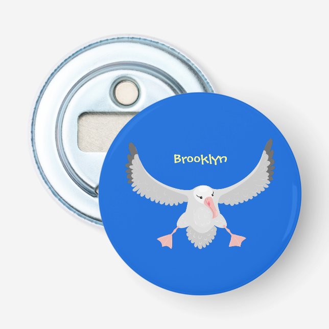 Cute albatross bird flying cartoon illustration bottle opener (Front)