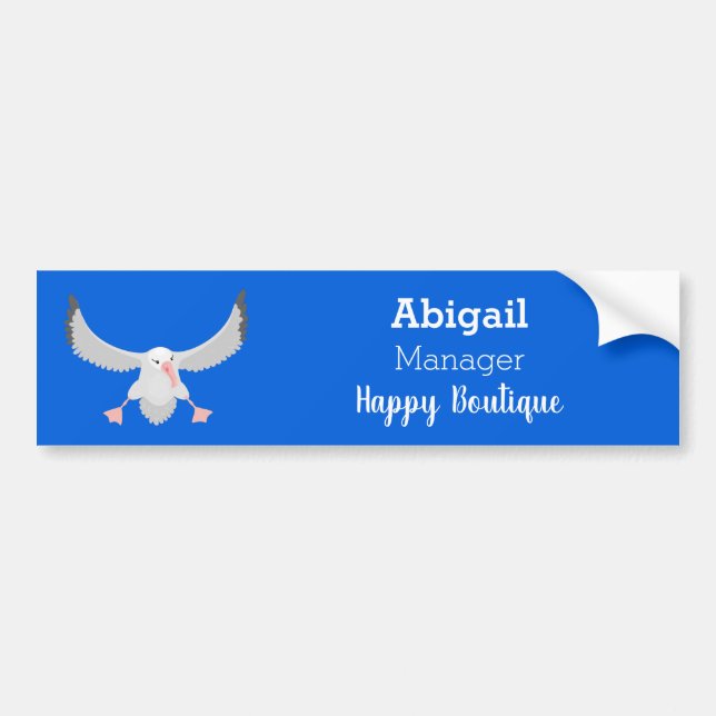 Cute albatross bird flying cartoon illustration bumper sticker (Front)