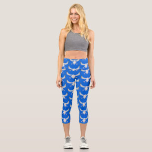 Cute albatross bird flying cartoon illustration capri leggings