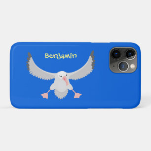 Cute albatross bird flying cartoon illustration iPhone 11 pro case