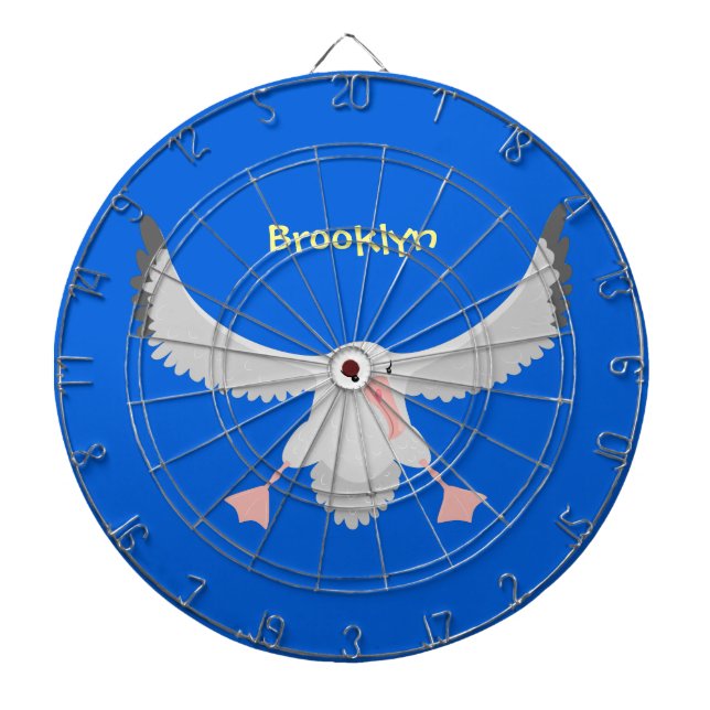 Cute albatross bird flying cartoon illustration dartboard (Front)