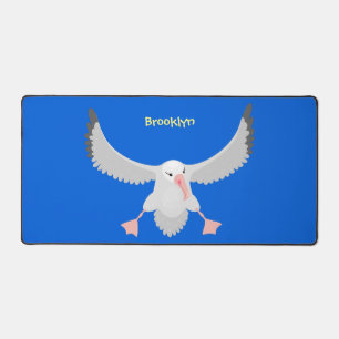 Cute albatross bird flying cartoon illustration desk mat