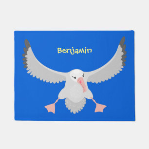 Cute albatross bird flying cartoon illustration doormat