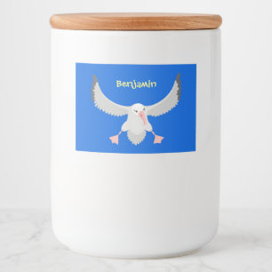 Cute albatross bird flying cartoon illustration food label