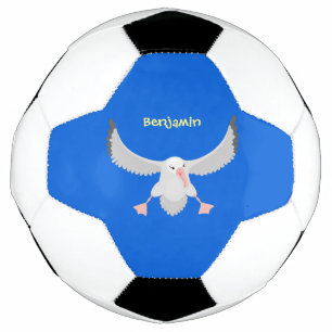Cute albatross bird flying cartoon illustration football