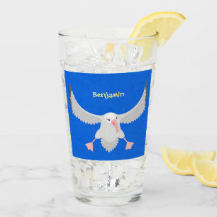 Cute albatross bird flying cartoon illustration glass