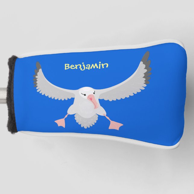 Cute albatross bird flying cartoon illustration golf head cover (Front)