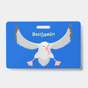 Cute albatross bird flying cartoon illustration ID badge