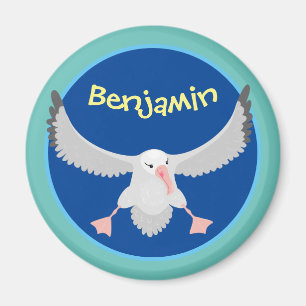 Cute albatross bird flying cartoon illustration magnet