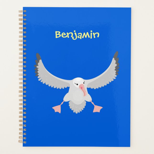 Cute albatross bird flying cartoon illustration planner (Front)