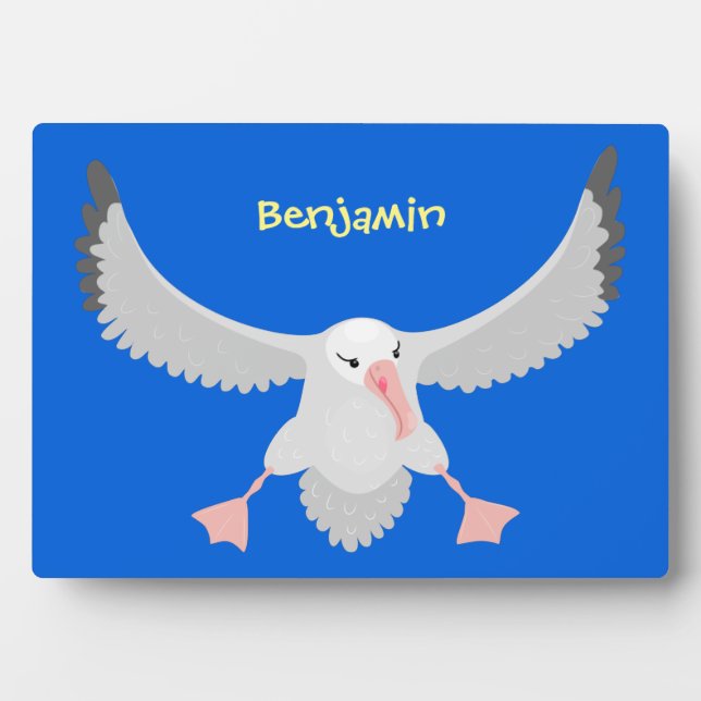 Cute albatross bird flying cartoon illustration plaque (Front)