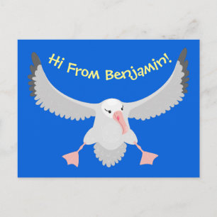 Cute albatross bird flying cartoon illustration postcard
