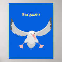 Cute albatross bird flying cartoon illustration