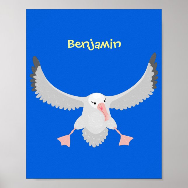 Cute albatross bird flying cartoon illustration poster (Front)