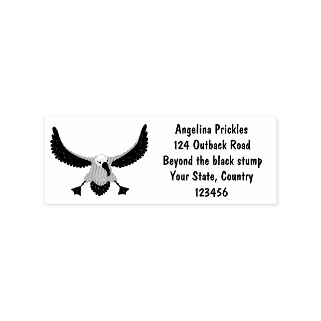 Cute albatross bird flying cartoon illustration ru rubber stamp (Imprint)
