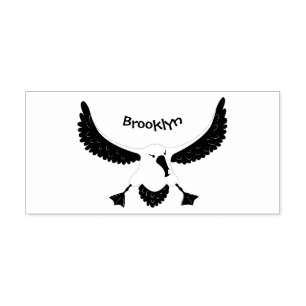 Cute albatross bird flying cartoon illustration rubber stamp