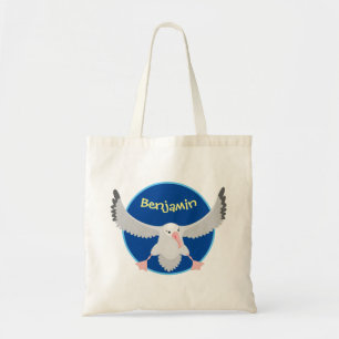 Cute albatross bird flying cartoon illustration tote bag