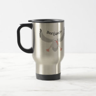 Cute albatross bird flying cartoon illustration travel mug