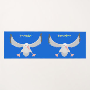 Cute albatross bird flying cartoon illustration yoga mat