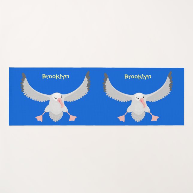 Cute albatross bird flying cartoon illustration yoga mat (Front (Horizontal))