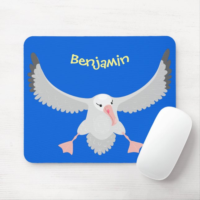 Cute albatross bird flying cartoon mouse mat (With Mouse)