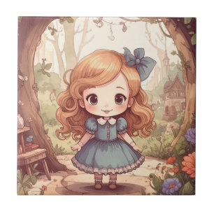 Cute Alice Adventures Wonderland Woodland Art Tile