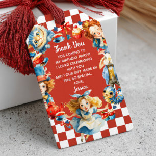 Cute Alice in ONEDERLAND  1st Birthday Thank You  Gift Tags