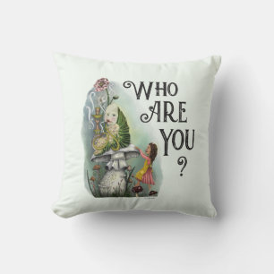 Cute Alice in Wonderland and the Caterpillar Art Cushion