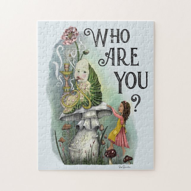 Cute Alice in Wonderland and the Caterpillar Art Jigsaw Puzzle (Vertical)