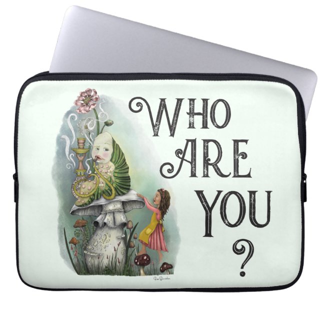 Cute Alice in Wonderland and the Caterpillar Art Laptop Sleeve (Front)