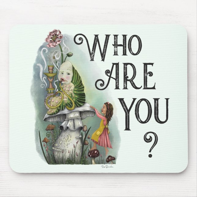 Cute Alice in Wonderland and the Caterpillar Art Mouse Mat (Front)
